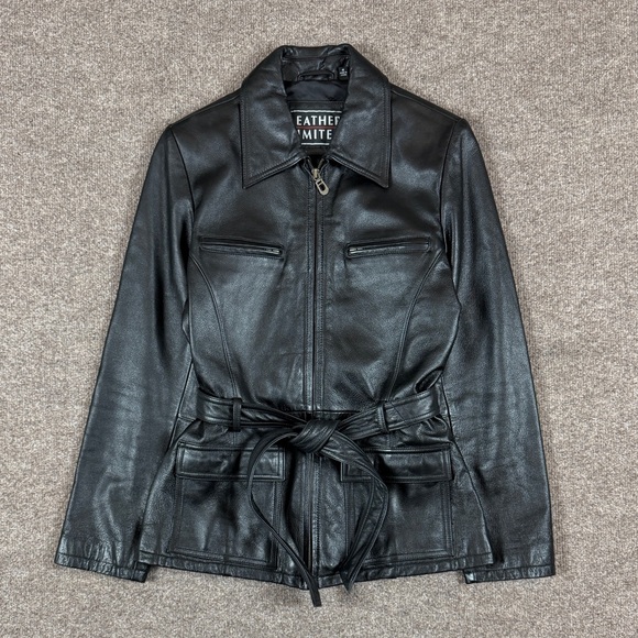 Leather Limited Jackets & Blazers - Black belted jacket